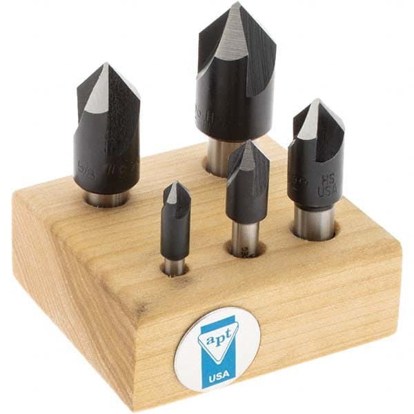 Import - 5 Piece, 1/4 to 3/4" Head Diam, 82° Included Angle, Single End Countersink Set - All Tool & Supply