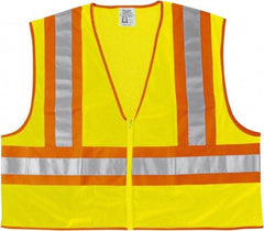 MCR Safety - Size M High Visibility Lime Mesh General Purpose Vest - 24" Chest, ANSI 107-2015, Zipper Closure, 2 Pockets, Polyester - All Tool & Supply