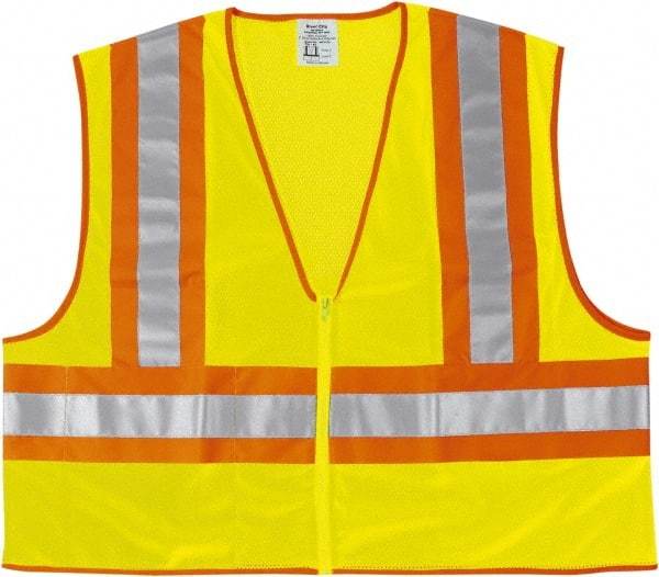 MCR Safety - Size 2XL High Visibility Lime General Purpose Vest - Zipper Closure, 2 Pockets, Polyester - All Tool & Supply