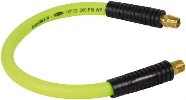 Legacy - 1/2" ID x 0.74" OD 2' Long Lead-In Whip Hose - MNPT Fixed x MNPT Swivel End, 300 Working psi, 140°, 3/8" Fitting, Green - All Tool & Supply