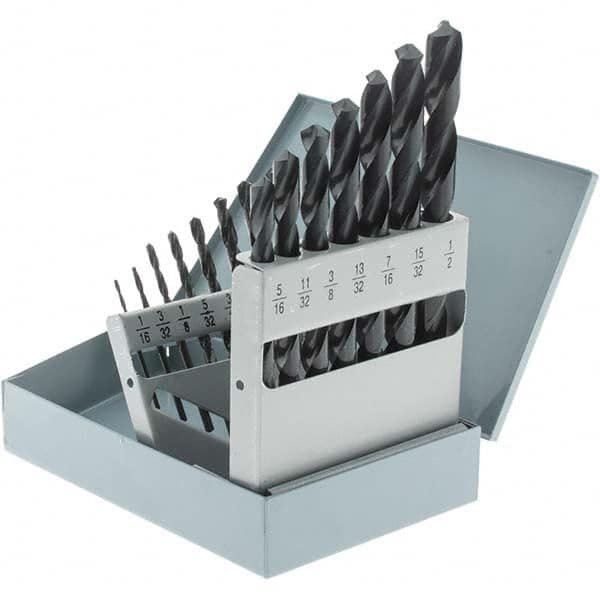 Import - 1/16 to 1/2", 118° Point, Oxide Finish, High Speed Steel Jobber Length Drill Bit Set - All Tool & Supply