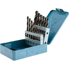 Import - 1/16 to 1/2", 135° Point, Oxide/Gold Finish, High Speed Steel Reduced Shank Drill Bit Set - All Tool & Supply