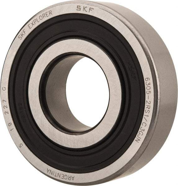 SKF - 25mm Bore Diam, 62mm OD, Double Seal Deep Groove Radial Ball Bearing - 17mm Wide, 1 Row, Round Bore, 11,600 Nm Static Capacity, 23,400 Nm Dynamic Capacity - All Tool & Supply