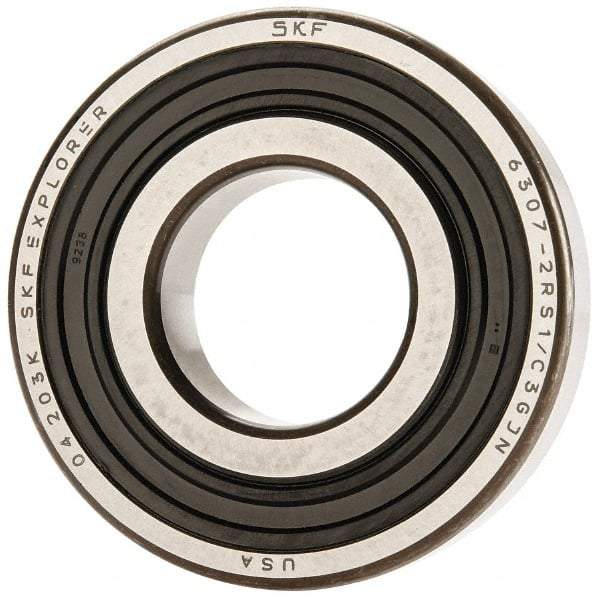 SKF - 35mm Bore Diam, 80mm OD, Double Seal Deep Groove Radial Ball Bearing - 21mm Wide, 1 Row, Round Bore, 19,000 Nm Static Capacity, 35,100 Nm Dynamic Capacity - All Tool & Supply