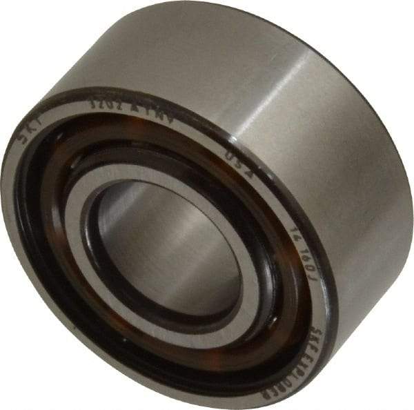 SKF - 15mm Bore Diam, 35mm OD, Open Angular Contact Radial Ball Bearing - 15.9mm Wide, 2 Rows, Round Bore, 6,700 Lb Static Capacity, 11,200 Lb Dynamic Capacity - All Tool & Supply