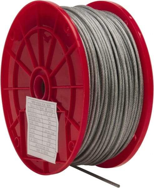 Value Collection - 1/8" x 3/32" Diam, Aircraft Cable - 920 Lb Breaking Strength, 7 x 7 Strand Core, Vinyl Coating - All Tool & Supply