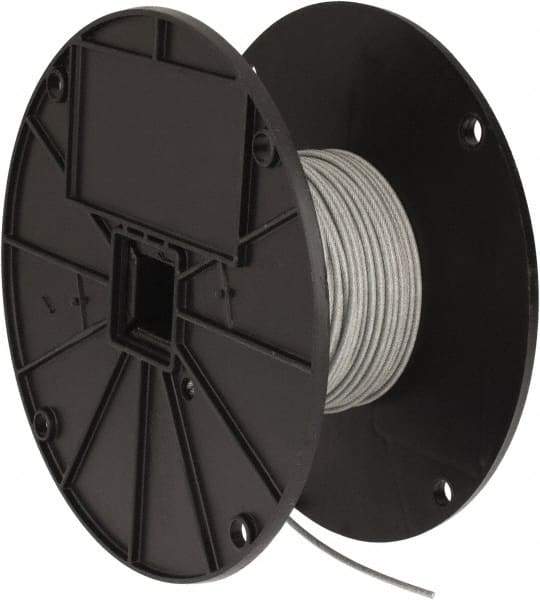 Value Collection - 3/32" x 1/16" Diam, Aircraft Cable - 480 Lb Breaking Strength, 7 x 7 Strand Core, Vinyl Coating - All Tool & Supply