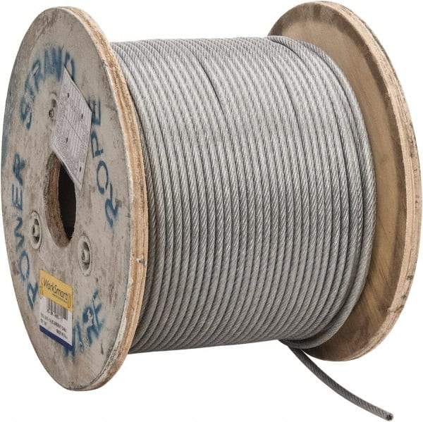 Value Collection - 1/4" x 3/16" Diam, Aircraft Cable - 4,200 Lb Breaking Strength, 7 x 19 Strand Core, Vinyl Coating - All Tool & Supply