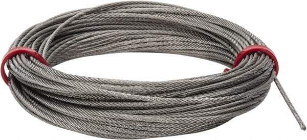 Value Collection - 1/16" Diam, Aircraft Cable - 480 Lb Breaking Strength, 7 x 7 Strand Core - All Tool & Supply