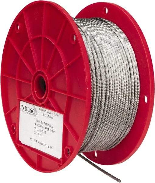 Value Collection - 1/8" Diam, Aircraft Cable - 1,760 Lb Breaking Strength, 7 x 19 Strand Core - All Tool & Supply