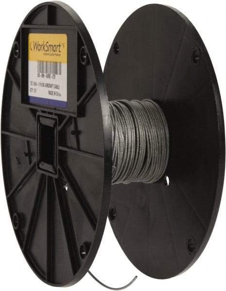 Value Collection - 1/16" x 3/64" Diam, Aircraft Cable - 270 Lb Breaking Strength, 7 x 7 Strand Core, Nylon Coating - All Tool & Supply