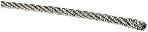 Value Collection - 3/32" Diam, Galvanized Steel Wire Rope - 1,000 Lb Breaking Strength, 7 x 19 Strand Core - All Tool & Supply