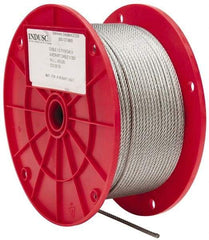 Value Collection - 1/8" Diam, Galvanized Steel Wire Rope - 2,000 Lb Breaking Strength, 7 x 19 Strand Core - All Tool & Supply