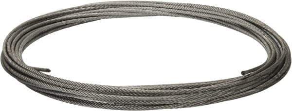 Value Collection - 1/4" Diam, Galvanized Steel Wire Rope - 7,000 Lb Breaking Strength, 7 x 19 Strand Core - All Tool & Supply