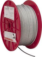 Value Collection - 1/8" Diam, Aircraft Cable - 1,700 Lb Breaking Strength, 7 x 7 Strand Core - All Tool & Supply