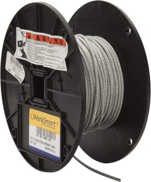 Value Collection - 1/8" Diam, Aircraft Cable - 1,700 Lb Breaking Strength, 7 x 7 Strand Core - All Tool & Supply