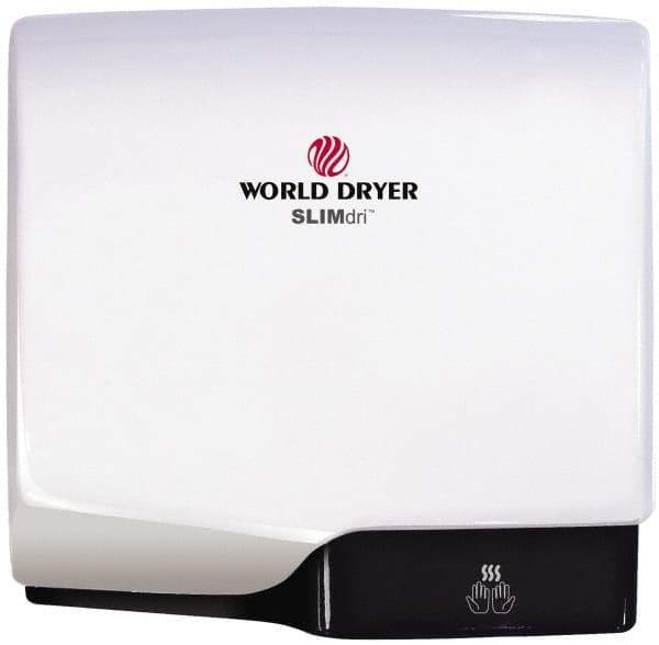 World Dryer - 950 Watt White Finish Electric Hand Dryer - 115/208/230 Volts, 8.3/3.7/4.1 Amps, 11-1/2" Wide x 10-11/16" High x 4" Deep - All Tool & Supply