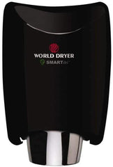 World Dryer - 1250 Watt Black Finish Electric Hand Dryer - 208/230 Volts, 1.8-5.2 Amps, 9-21/64" Wide x 12-1/2" High x 7-5/8" Deep - All Tool & Supply