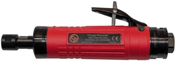 Chicago Pneumatic - 1/4" Collet, Straight Handle, Straight Air Die Grinder - 24,000 RPM, Rear Exhaust, 31.79 CFM, 0.8 hp, 6.21 bar, 3/8 BSP - All Tool & Supply