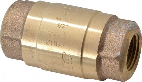 Strataflo - 1/2" Brass Check Valve - Inline, FNPT x FNPT, 400 WOG - All Tool & Supply