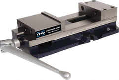 TE-CO - 8" Jaw Width, 11" Jaw Opening Capacity, Horizontal Stationary Machine Vise - Manual Operation, 12,000 Lb Capacity, 1 Station, 24-1/2" Long x 5.51" High x 2-1/4" Deep, 2-1/4" Jaw Height - All Tool & Supply