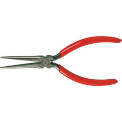 Xcelite - 1-11/16" OAL, 1-23/32" Jaw Length x 15/32" Jaw Width, Long Needle Nose Pliers - Serrated Jaw, Heavy Duty Plastic Dipped Handle - All Tool & Supply