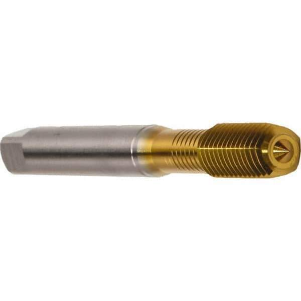 Emuge - M10x1.00 Metric Fine 6HX Modified Bottoming Thread Forming Tap - Cobalt, TiN Finish, 90mm OAL, 18mm Thread Length, Right Hand Thread, Series Druck - All Tool & Supply