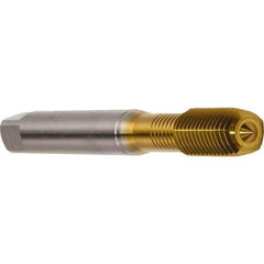 Emuge - M10x1.00 Metric Fine 6HX Modified Bottoming Thread Forming Tap - Cobalt, TiN Finish, 90mm OAL, 18mm Thread Length, Right Hand Thread, Series Druck - All Tool & Supply