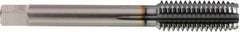 OSG - M2.6x0.45 Metric Coarse 4 Flute TiCN Finish Solid Carbide Straight Flute Machine Tap - Modified Bottoming, Right Hand Thread, 44mm OAL, 16mm Thread Length, H3 Limit, Oversize - Exact Industrial Supply