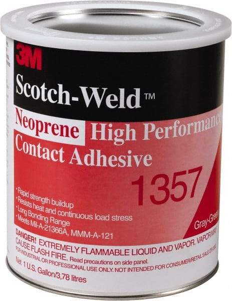 3M - 1 Gal Can Light Yellow Contact Adhesive - Series 1357, 30 min Working Time, Bonds to Polystyrene Foam Panels, Rubber, Vinyl Floor, Wall Lining & Flooring - All Tool & Supply