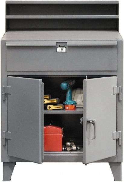 Strong Hold - 1 Drawer Shop Desk - 36 Inch Wide x 28 Inch Deep x 54 Inch High, Dark Gray - All Tool & Supply