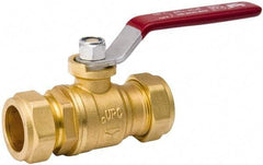 Value Collection - 1/2" Pipe, Full Port, Brass Standard Ball Valve - Inline - Two Way Flow, Comp Ends, Lever Handle, 200 WOG, 150 WSP - All Tool & Supply