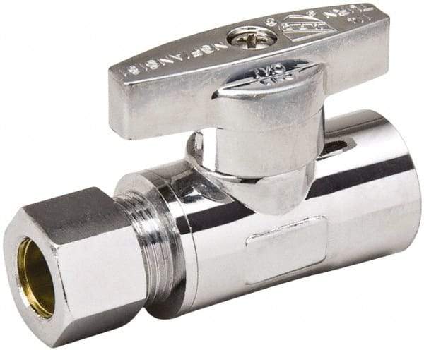 Value Collection - Sweat 1/2 Inlet, 125 Max psi, Chrome Finish, Brass Water Supply Stop Valve - 3/8 Compression Outlet, Straight, Chrome Handle, For Use with Any Water Supply Shut Off Application - All Tool & Supply