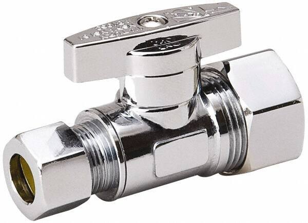 Value Collection - Compression 5/8 Inlet, 125 Max psi, Chrome Finish, Brass Water Supply Stop Valve - 3/8 Compression Outlet, Straight, Chrome Handle, For Use with Any Water Supply Shut Off Application - All Tool & Supply