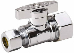 Value Collection - Compression 5/8 Inlet, 125 Max psi, Chrome Finish, Brass Water Supply Stop Valve - 3/8 Compression Outlet, Straight, Chrome Handle, For Use with Any Water Supply Shut Off Application - All Tool & Supply