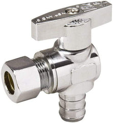 Value Collection - PEX 1/2 Inlet, 125 Max psi, Chrome Finish, Brass Water Supply Stop Valve - 3/8 Compression Outlet, Angle, Chrome Handle, For Use with Any Water Supply Shut Off Application - All Tool & Supply