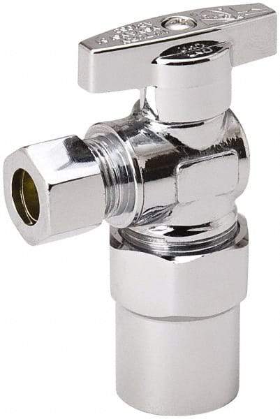 Value Collection - CPVC 1/2 Inlet, 125 Max psi, Chrome Finish, Brass Water Supply Stop Valve - 3/8 Compression Outlet, Angle, Chrome Handle, For Use with Any Water Supply Shut Off Application - All Tool & Supply