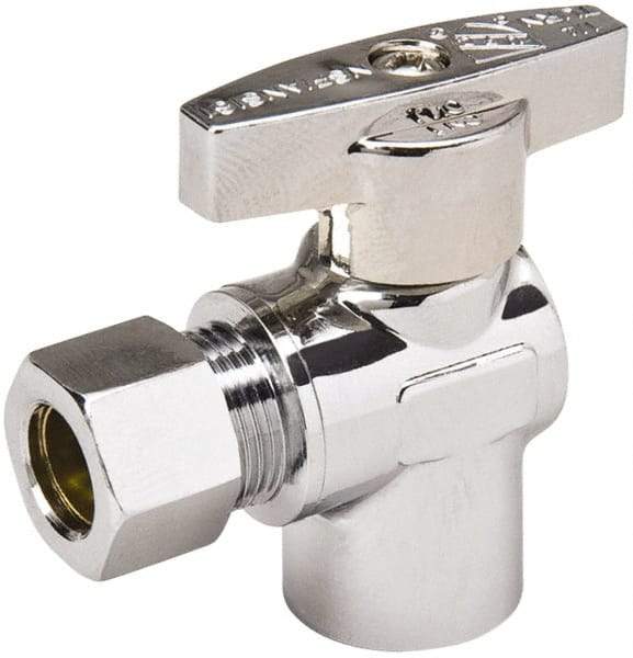 Value Collection - Sweat 1/2 Inlet, 125 Max psi, Chrome Finish, Brass Water Supply Stop Valve - 3/8 Compression Outlet, Angle, Chrome Handle, For Use with Any Water Supply Shut Off Application - All Tool & Supply