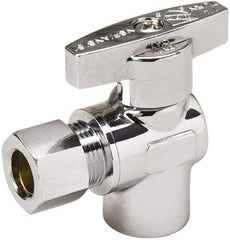 Value Collection - FIP 3/8 Inlet, 125 Max psi, Chrome Finish, Brass Water Supply Stop Valve - 3/8 Compression Outlet, Angle, Chrome Handle, For Use with Any Water Supply Shut Off Application - All Tool & Supply