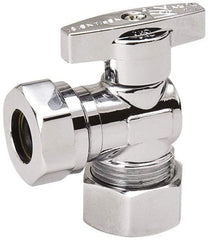 Value Collection - Compression 5/8 Inlet, 125 Max psi, Chrome Finish, Brass Water Supply Stop Valve - 7/16 Compression Outlet, Angle, Chrome Handle, For Use with Any Water Supply Shut Off Application - All Tool & Supply