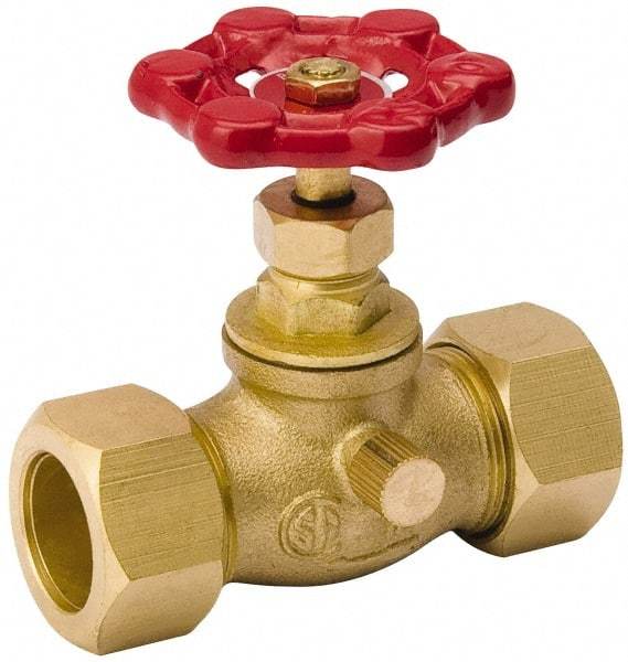 Value Collection - 3/4" Pipe, 125 psi WOG Rating, Brass Stop & Waste Valve - Lobe Type Handle, Comp End Connections, Use with Water, Oil, Air - All Tool & Supply