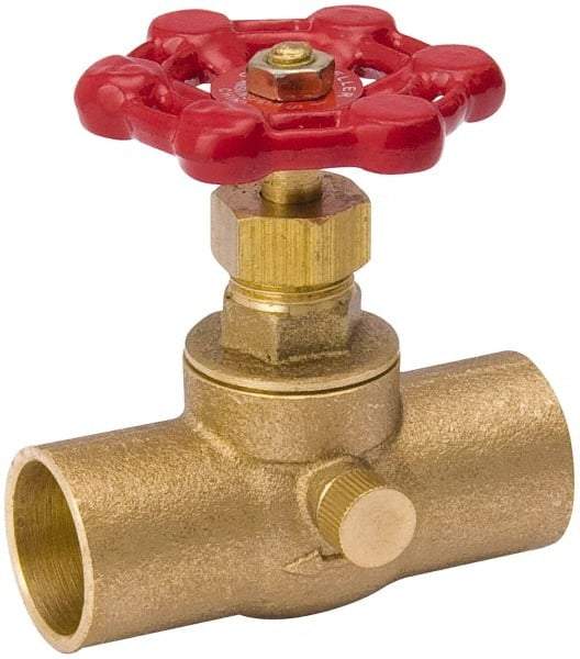 Value Collection - 3/4" Pipe, 125 psi WOG Rating, Brass Stop & Waste Valve - Lobe Type Handle, C x C End Connections, Use with Water, Oil, Air - All Tool & Supply