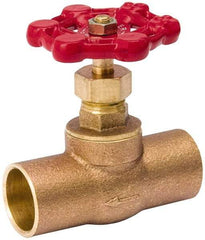 Value Collection - 3/4" Pipe, 125 psi WOG Rating, Brass, Stop Valve - Lobe Type Handle, C x C End Connections, Use with Water, Oil, Air - All Tool & Supply