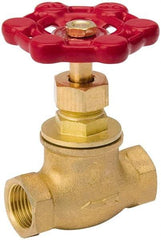 Value Collection - 3/4" Pipe, 125 psi WOG Rating, Brass, Stop Valve - Lobe Type Handle, IPS End Connections, Use with Water, Oil, Air - All Tool & Supply