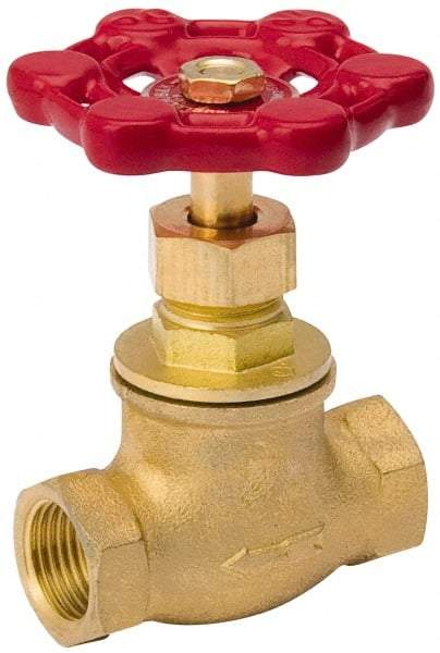 Value Collection - 1/2" Pipe, 125 psi WOG Rating, Brass, Stop Valve - Lobe Type Handle, IPS End Connections, Use with Water, Oil, Air - All Tool & Supply