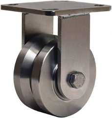 Hamilton - 4" Diam x 2" Wide, Stainless Steel Rigid Caster - 850 Lb Capacity, Top Plate Mount, 4" x 4-1/2" Plate, Stainless Steel Precision Ball Bearing - All Tool & Supply