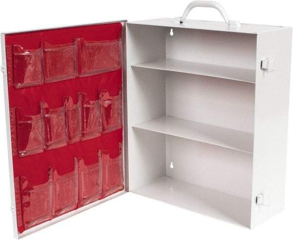 Medique - 15-3/4 Inch Wide x 5-3/8 Inch Deep x 16-3/4 Inch High, Fixed Industrial Empty First Aid Cabinet - Metal, Horizontal, 3 Shelves, White - All Tool & Supply