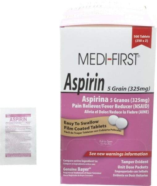 Medique - Medi-First Aspirin Tablets - Headache & Pain Relief - All Tool & Supply