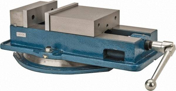 Interstate - 8" Jaw Width, 8-1/4" Jaw Opening Capacity, Horizontal Swivel Machine Vise - Manual Operation, 1 Station, 21-3/4" Long x 5-5/16" High x 2" Deep, 2" Jaw Height - All Tool & Supply