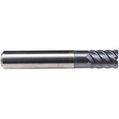 Emuge - 8mm Diam, 12mm LOC, 6 Flute Solid Carbide Roughing & Finishing End Mill - TiAlN Finish, 58mm OAL, 8mm Shank Diam, Cylindrical Shank, 50° Helix, Stub Length - All Tool & Supply